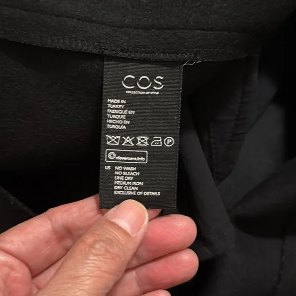 COS Topstitched Wool-Cashmere Dress Black Mini Short Sleeve Contemporary NWT-2 - Picture 12 of 13